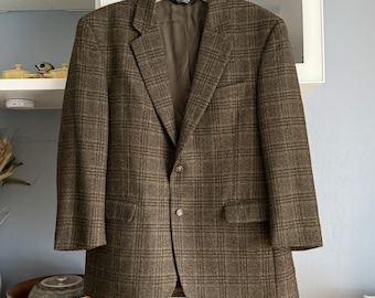 Harris Tweed×Stanley Blacker ジャケット L相当 Vtg 1960s Stanley Blacker Label Vented Green and Tan Glen Check