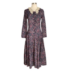 Laura Ashley Paisley Midi Dress Prairie Cottagecore Victorian 6/8