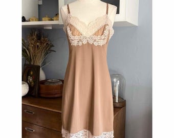 Vintage 50er Jahre Hollywood Vassarette Satin-Spitzenkleid Munsingwear Größe 34 (Small) Retro