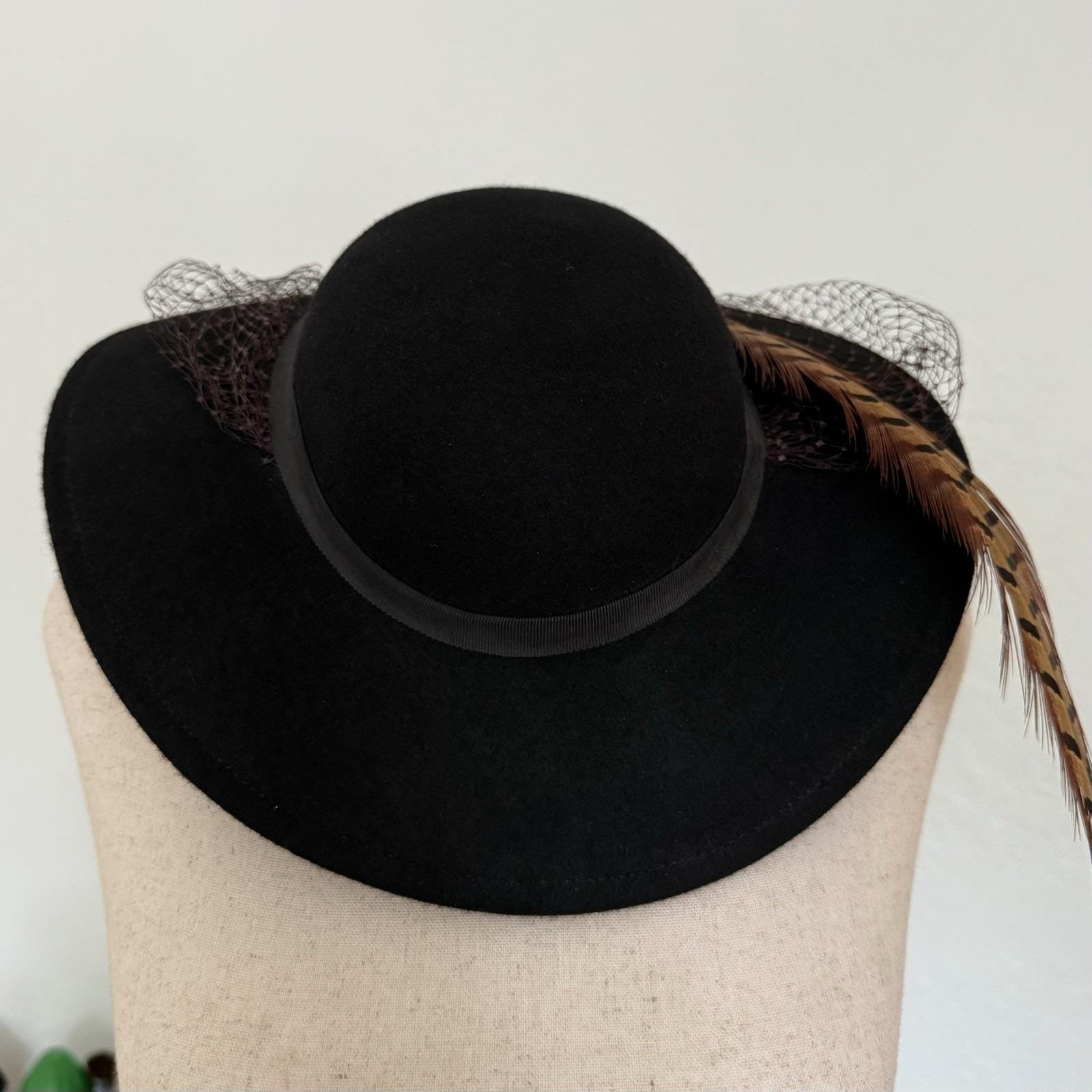 Sonni Of San Francisco Vintage Fasinator Hat W/Tulle, Feathers & Sequins Vintage Sonni of San Francisco Wide-brim Fascinator Hat Wool  main image 2