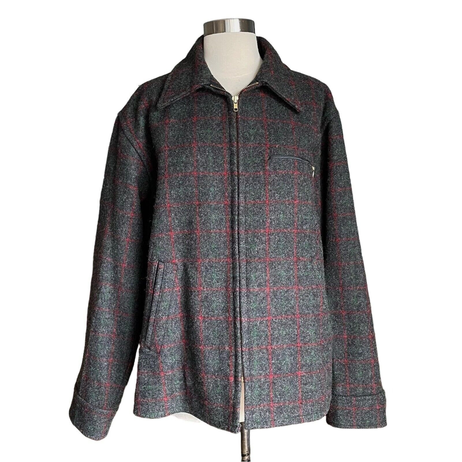 Januarygarnets Vtg Johnson Woolen Mills Plaid Tartan Hunting Outdoor Zip Jacket Men s Sz L