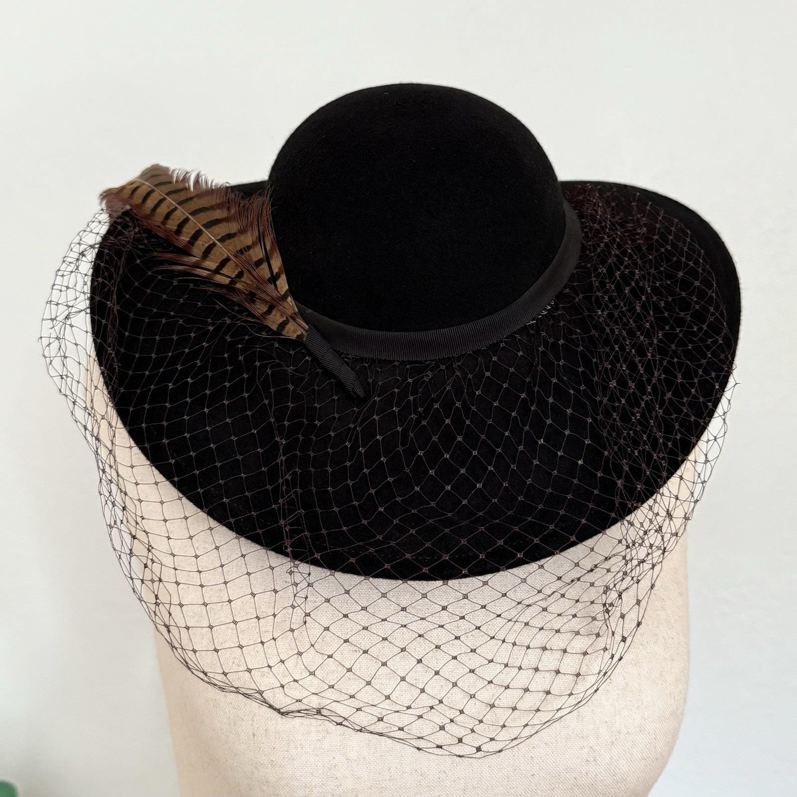 Vintage Sonni of San Francisco Wide-brim Fascinator Hat Wool  display picture 1