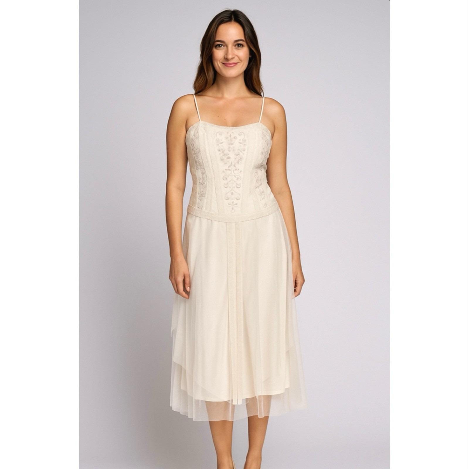 Vintage Scott Mcclintock Jessica Mesh Lace Embroidered Maxi Dress