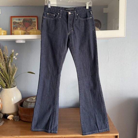 Versace Jeans Couture Vintage 90s Navy Blue Striped Jeans  display picture 2