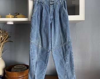 Jeans vintage anni '80 Britannia Pentimento, modello baggy, plissettato, affusolato, a vita alta, taglia 24