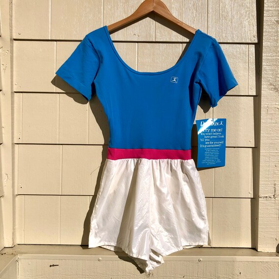 Rare Vtg 80s Danskin Blouson Playsuit Leotard Shor