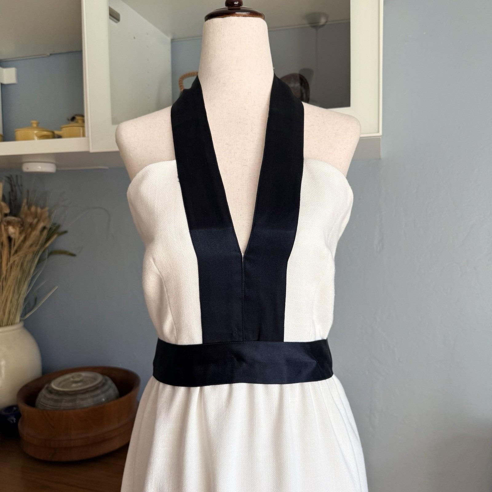 Vtg 70s Morty Sussman for Mollie Parnis Boutique Linen Maxi Halter