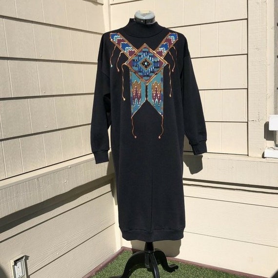 Vintage 80's Sunbelt Sweatshirt Dress Hand Painted