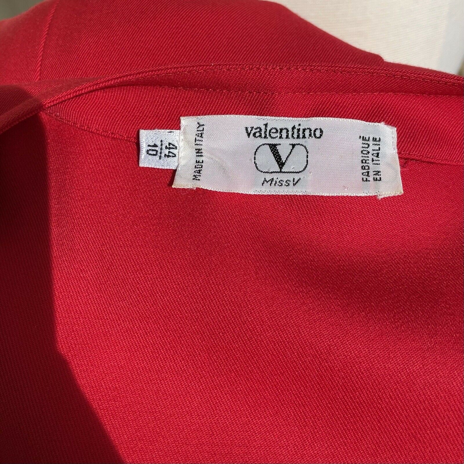 Vintage Valentino Miss V Red Wool Front Logo Buttons Dress