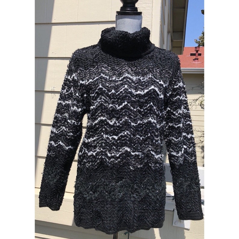 Vintage Yves Saint Laurent YSL Tweed Knit Wool Blend Sweater Size M image 1