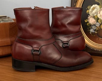 Vtg Breather Wright Arch Preserver 468 Leather Ankle Boot Men Sz 6.5 D Burgundy