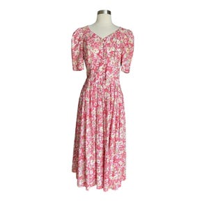 Vintage Laura Ashley Pink Floral Dress Cottagecore Modest Prairie 10