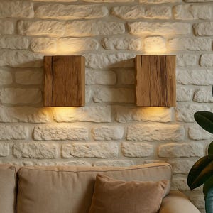 Handgemachte Wandleuchte, Umweltfreundliche Beleuchtung, Wandleuchte Vintage-Stil, Boho Wandleuchte, Holzbeleuchtung, Altholzlampe, Eichenholzleuchte