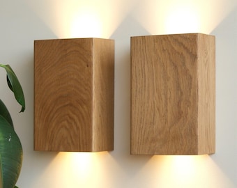 Unieke eikenhouten blaker, rustieke houten wandkandelaar, wandkandelaar, plug-in wandkandelaar, wandlamp, led-licht, wandlamp, houten wandkandelaar