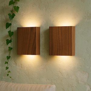Real Walnut wood plug in wall lamp sconce, light fixture, lighting, wandlampe, wandleuchte, Set of wall light sconce, Walnut pendant light