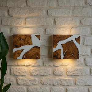 Olive wood and epoxy lighting, Reclaimed wood bed side lamp, Wandleuchte, Wood oak wall lights, Wall light, applique murale, wood sconce