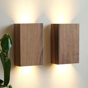 Real Walnut Wall Sconce , Handmade wooden Sconce , Wall bedside lamp, Lighting, Lampshades, Wood oak wall lights, Flush mount light