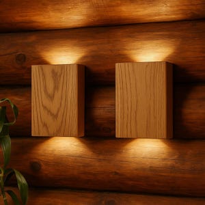 Holz Eiche Wandleuchten , Handgefertigte Holzstecker in Wandlampe oder mit Schalter Befestigung , Set aus Wandleuchte , Wandlampe, Wandleuchte