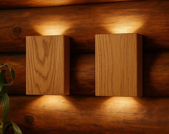 Wood oak wall lights , Handmade wood plug in wall lamp sconce or with switch fixture , Set of wall light sconce , Wandlampe , Wandleuchte