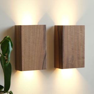 Handcrafted Walnut Wood Wall Sconce – Rustic Modern Wall Light – Solid Wood Lighting for Living Room, Bedroom or Hallway Wall Sconce