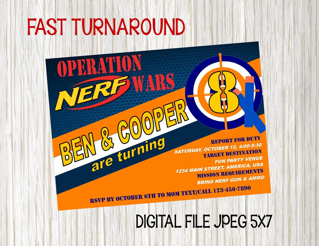 Nerf Wars Birthday Invitation - Etsy