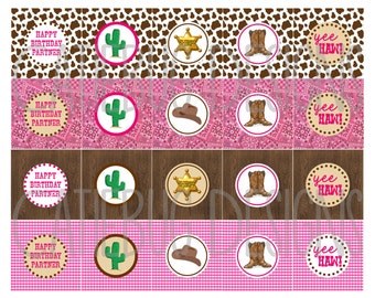 Cowgirl Birthday Party Shower Cupcake Toppers