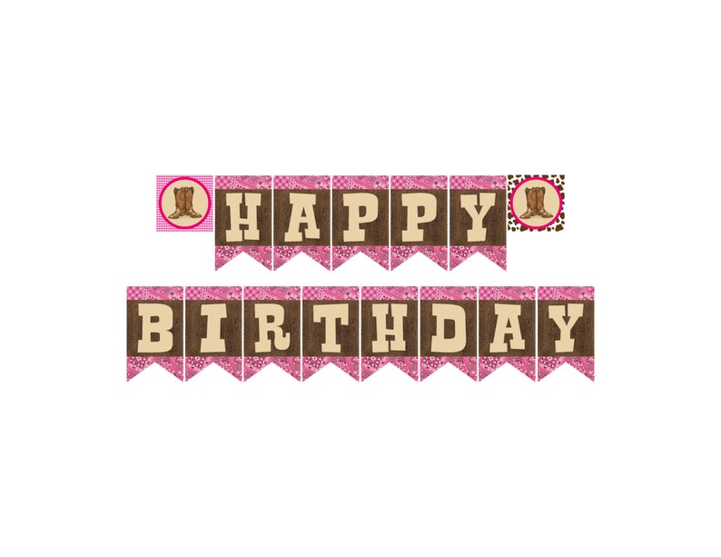 Cowgirl Happy Birthday Party Banner image 1