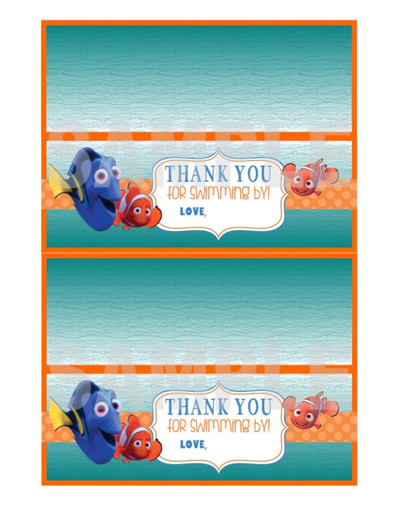 finding nemo folding ziploc treat bag thank you labels by catiebug