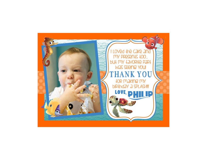 Finding Nemo Thank You Card With Picture image 1