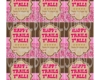 Cowgirl Western Birthday Baby Shower Thank You Favor Tags