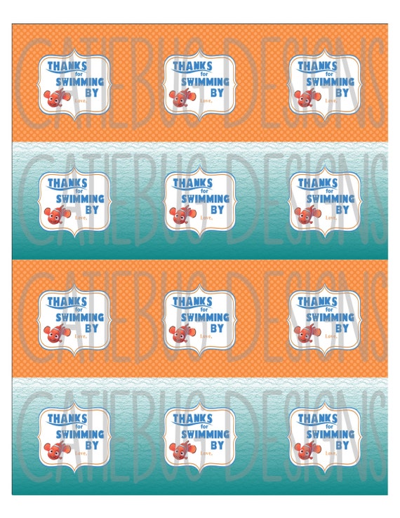 Finding Nemo Birthday Baby Shower Thank You Favor Tags by Catiebug ...