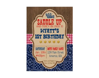 Cowboy Western Birthday Baby Shower Invitation