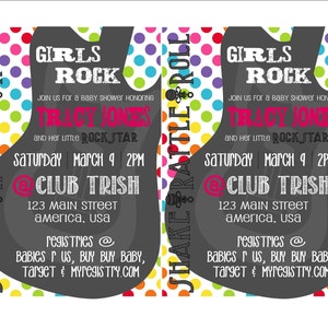 Girls Rock Rainbow Baby Shower Invitation image 2