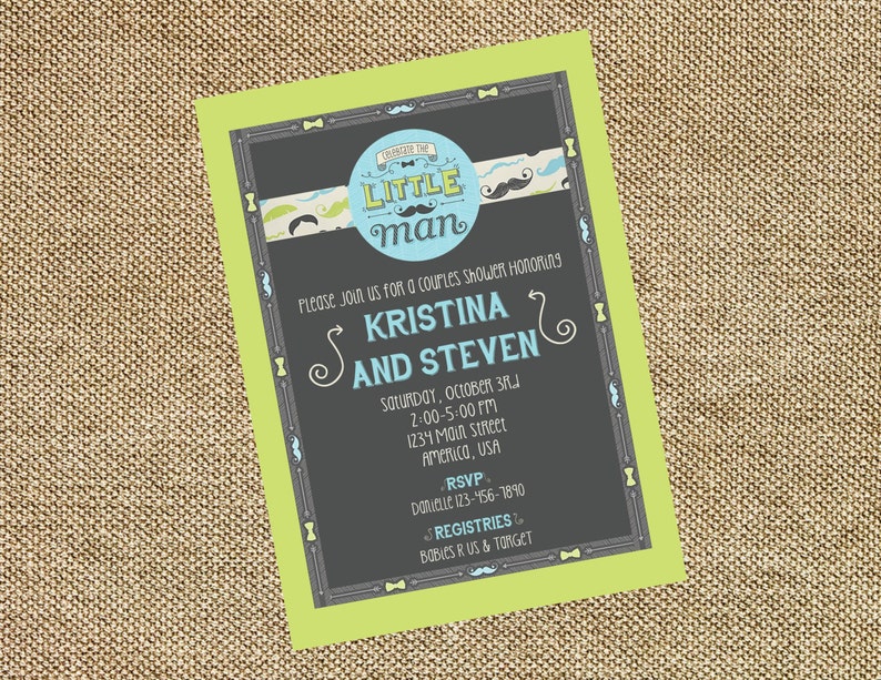 Dashing Little Man Mustache Bash Baby Shower Invitation image 1