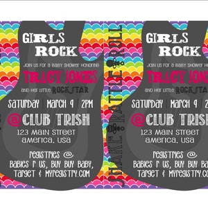 Girls Rock Rainbow Baby Shower Invitation image 4