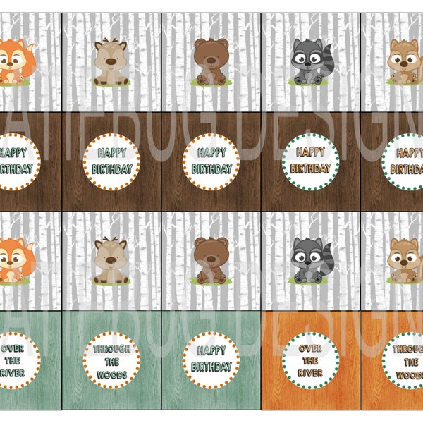 Woodland Animal Forest Camping Cupcake Toppers