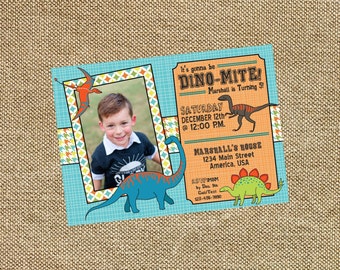 Dinosaur Photo Birthday Baby Shower Invitation