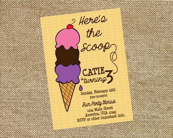 Ice Cream Social Birthday Invitation