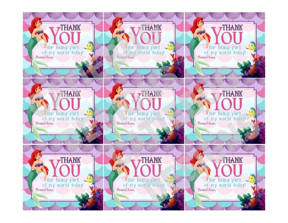 Ariel The Little Mermaid Party Thank You Favor Tags Il_570xn