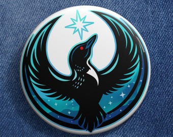 Minnesota Loon Pin Button | Rebel Alliance Star Bird Badge | MN State Bird Political Pin | Space Loon Art Button | Activist Resistance pin