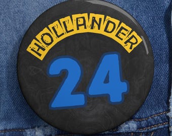 Hollander 24 hockeyspeld | Aangepaste jersey nummerbadge | Reversspeld ijshockeyventilator | Cadeau supporter button sportteam