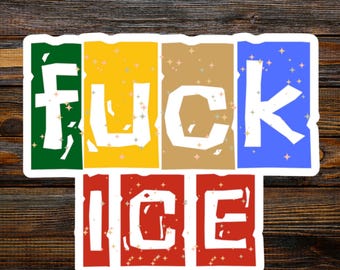 Naklejka "Fuck Ice Protest" | Naklejka winylowa z napisem "Anti Ice Active" | Naklejka sprzeciwu wobec praw człowieka | Odważna sztuka polityczna