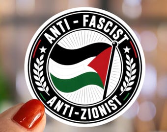 Anti Fascist Anti Zionist Sticker | Political Protest Decal | Palestine Solidarity Flag Design | Activist Resistance Vinyl Sticker