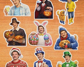 Pedro Pascal Fan Sticker | Cute Cartoon Celebrity Vinyl Sticker for Laptop Water Bottle Phone | Pedro Pascal Gift for Fans