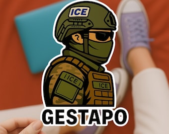 Naklejka winylowa anty-ICE: Naklejka z protestem politycznym na laptopa