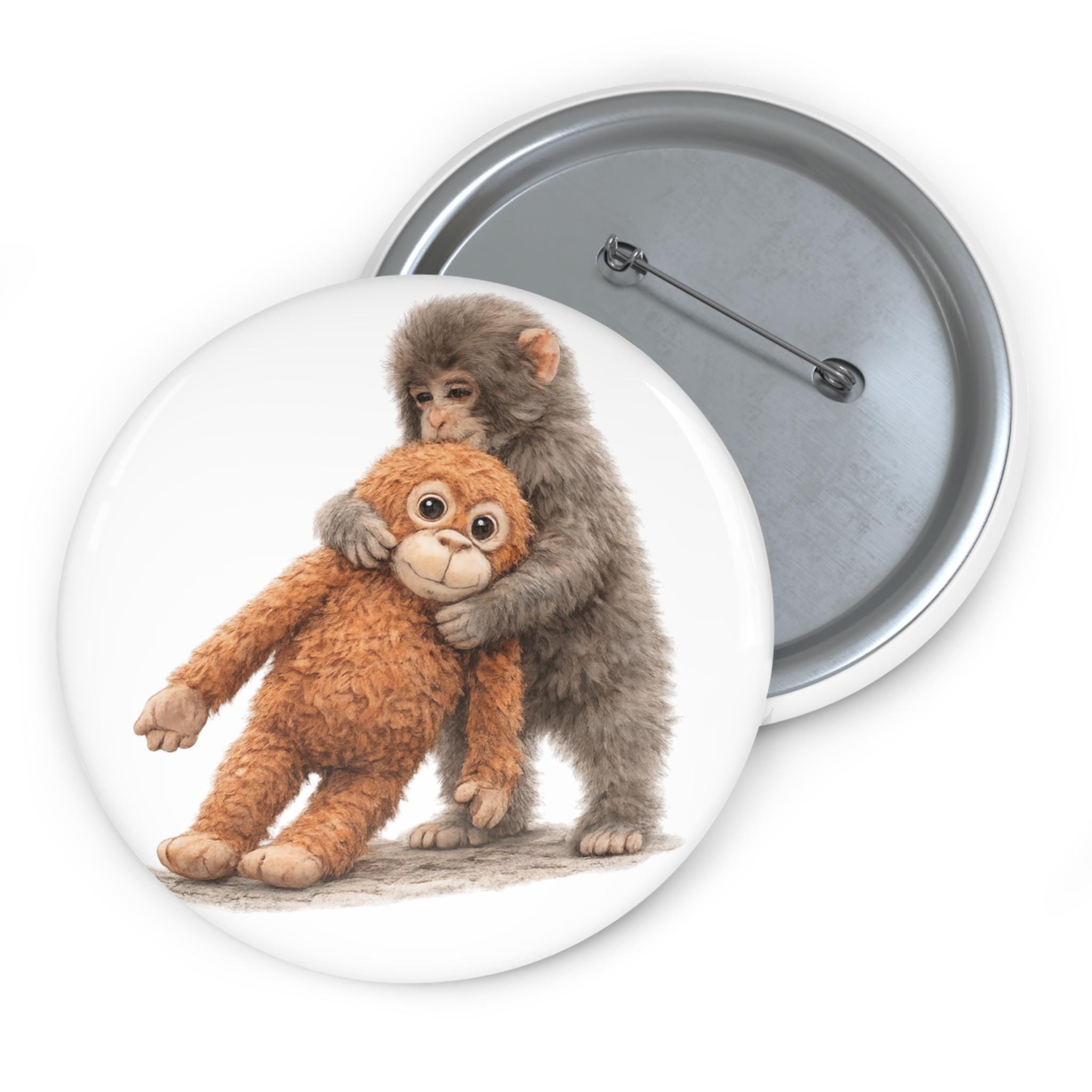 Hugging A Pin Punch the Monkey Hugging Meme Pin Button, Heartwarming Viral Animal ...
