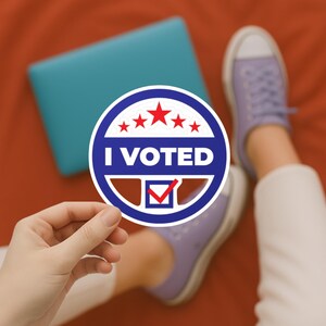 I Voted Sticker: Patriotic Vinyl Decal for Laptop or Water Bottle