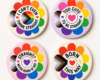 Funny LGBTQ Pride Pin Buttons | Gay Pride Rainbow Badge Collection | Queer Humor Pins | Inclusive Pride Month Gift