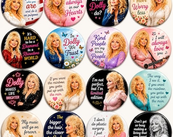 Dolly Parton Pinback Button | Country Music Quote Pin | Dolly Portrait Badge | Singer Fan Gift | Inspirational Music Gift | Retro Music Pin