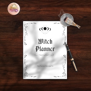 Witchy Planner | Printable Moon Phase & Astrology Planner PDF | Wheel of the Year | Digital Pagan Self Care Journal | Meditation Tracker